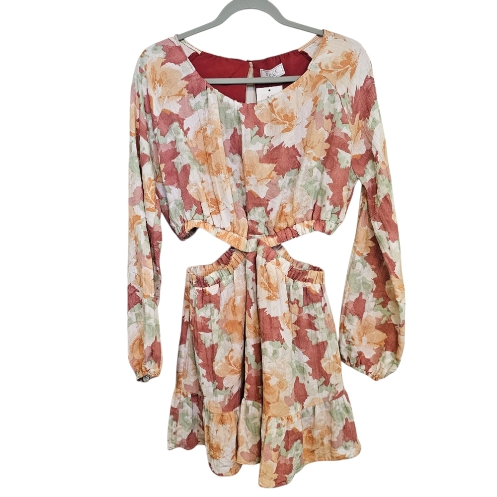 Sage The Label Amalfi Coast Floral Cut Out Ruffle Mini Dress - Picture 3 of 7